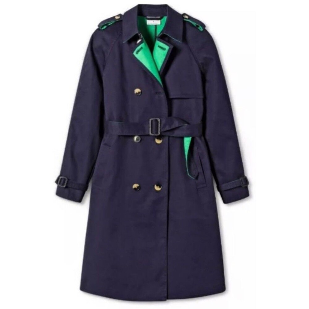 NWT PHILIP LIM FOR TARGET WOMEN’S TRENCH COAT Size S SMALL NAVY & GREEN
